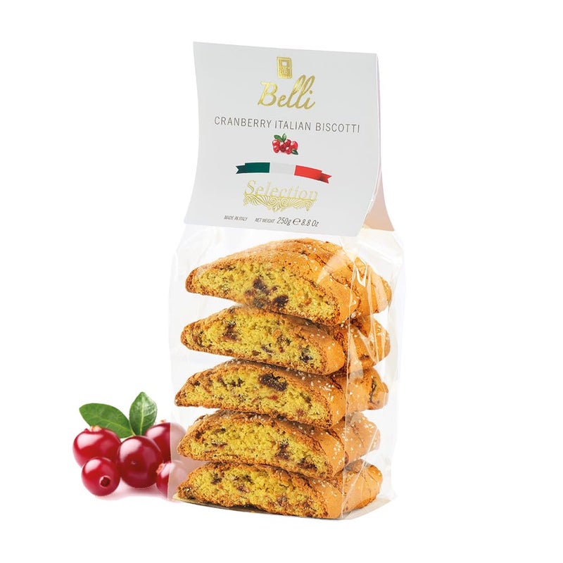 Belli Italian Cranberry Biscotti | Made in Tuscany, Italy | Belli Traditional Semi Soft Biscuits - Image 1